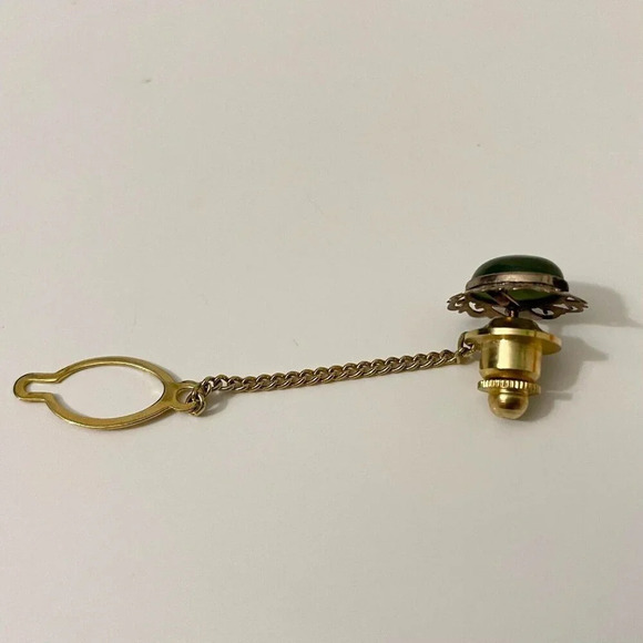 Vintage Cuff Links and Tie Tack with  Chain - Picture 9 of 14